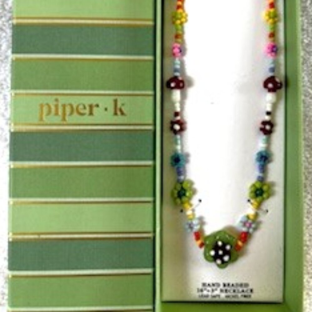 piper k Groovy Flower Garden hand beaded multi-colored necklace New in Box